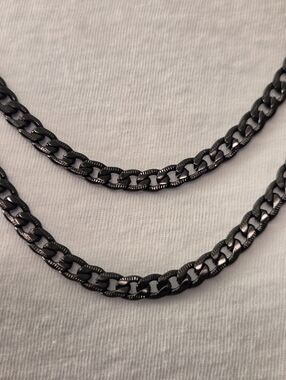 SET OF 2 BLACK CUBAN LINK NECKLACES